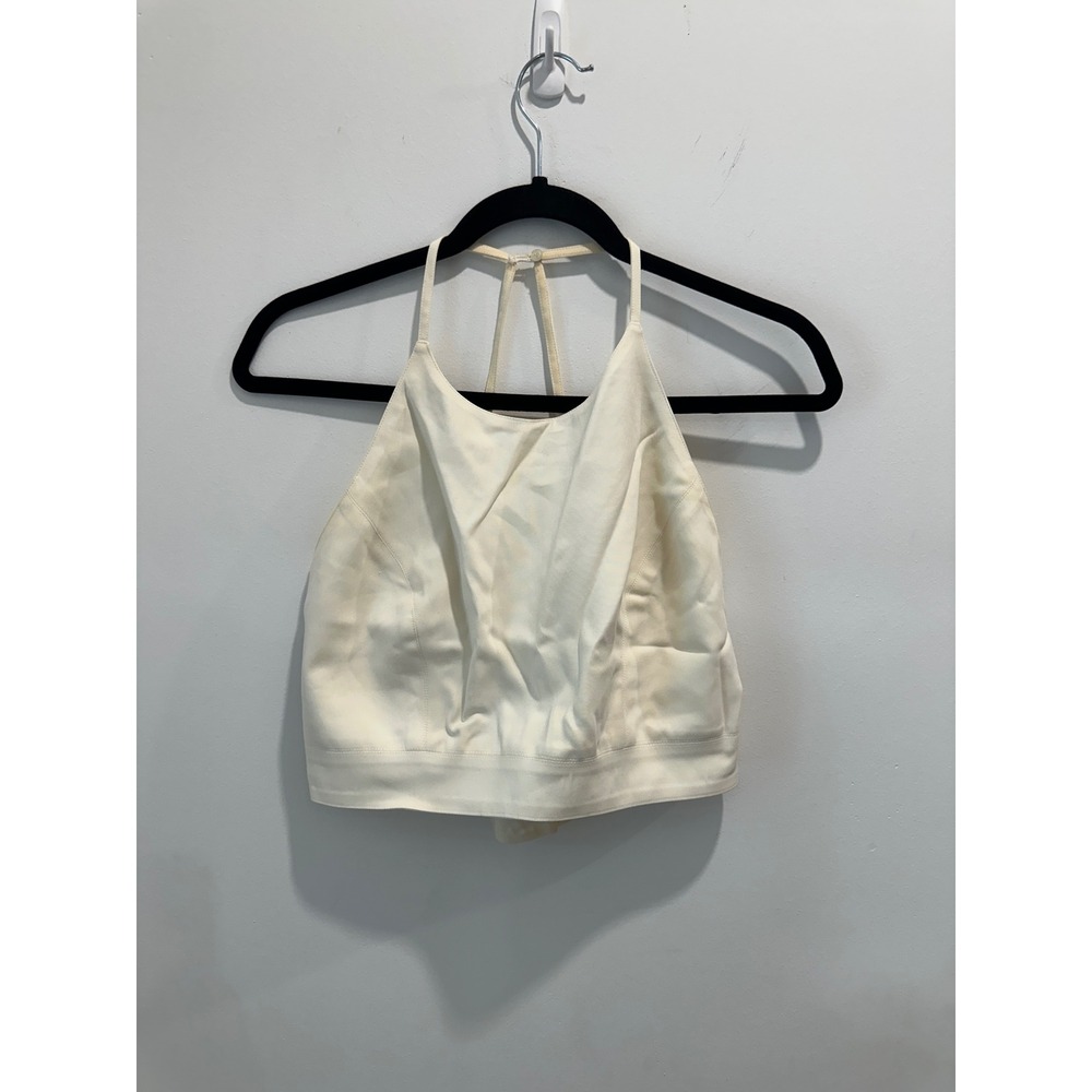 Sachin & Babi Ivory Halter Crop Top Spaghetti Strap Open Back Off White Small